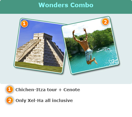 Wonders Combo-Chichen-Itza tour + Cenote<br>Only Xel-Ha all inclusive with transportation<br>