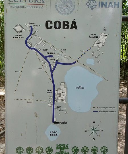 Oficial Coba Map at archaeological site