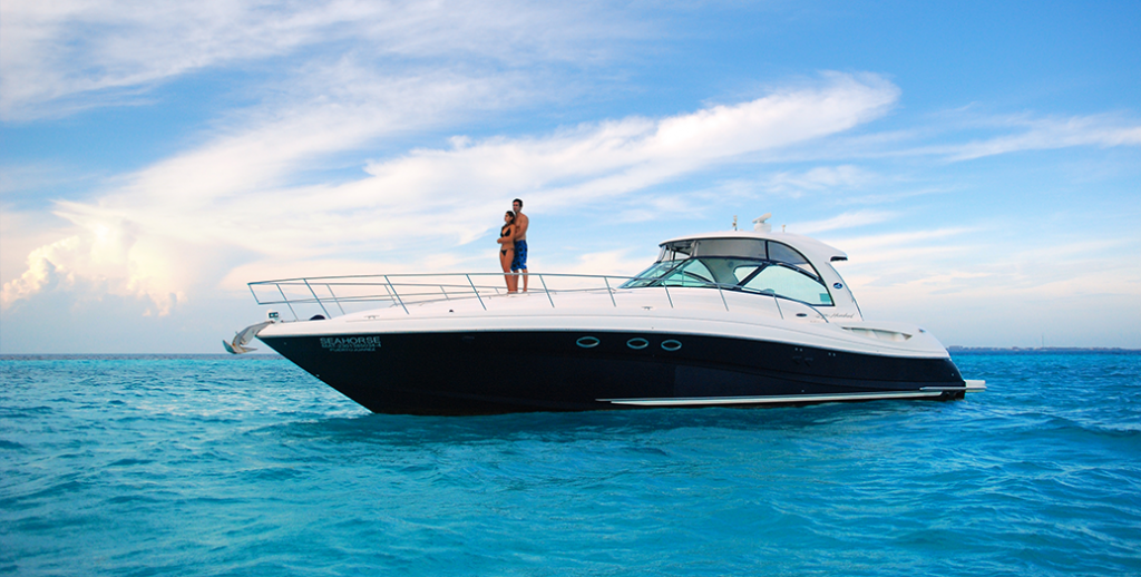 luxury yatch at Cancun beach