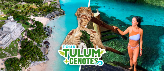 Tour tulum cenotes visitando Escultura ven a la luz