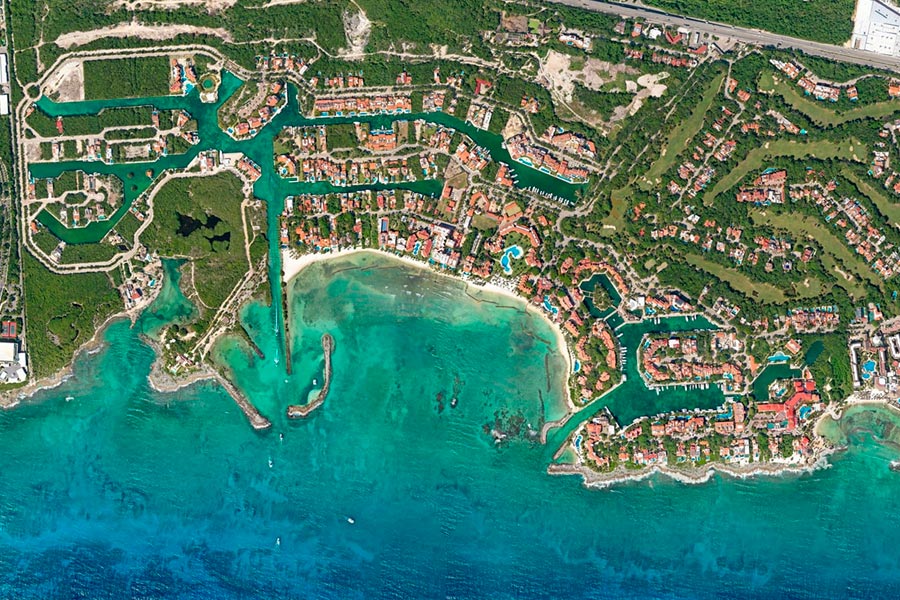 aerial view of puerto aventuras