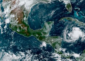 Cancun storm satelital view