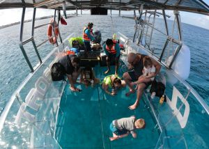 clear floor of a boat